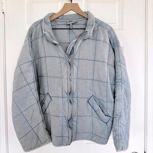 Free people bomber distressed jacket blue size S